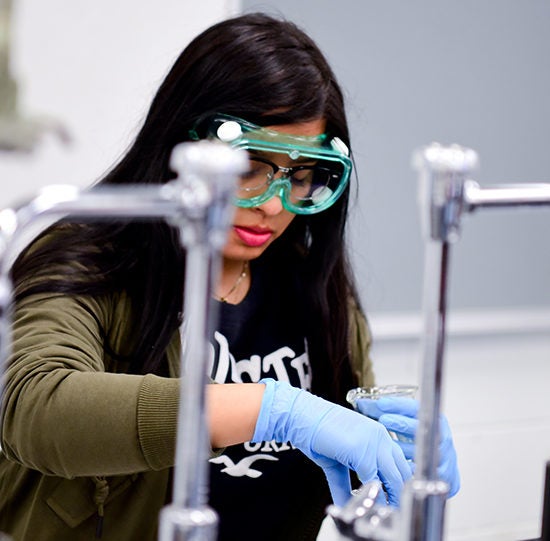 Indian student in lab