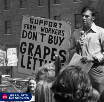 Alderman Dick Simpson protesting at Jewel Osco in 1975 