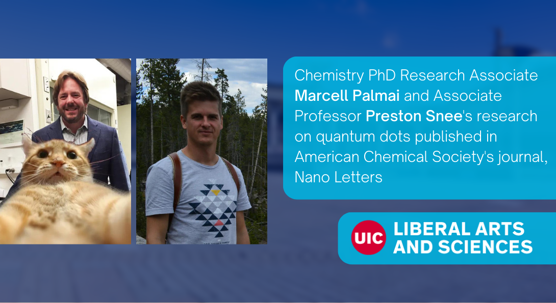 Marcell Pálmai, PhD Research Associate of Chemistry, and Preston Snee, Associate Professor of Chemistry