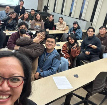 Students taking Intro to Filipino American Studies at UIC are visited by guests Ginger Leopoldo and Larry Leopoldo from the organization CIRCA-Pintig on Oct 10 