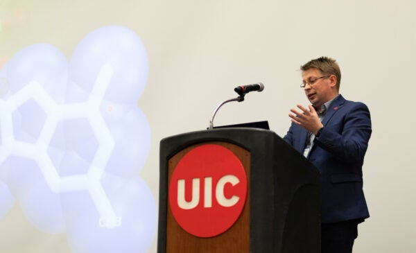 UIC professor Dr. Yury Polikanov presenting