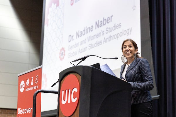 UIC Faculty Dr. Nadine Naber presenting at event