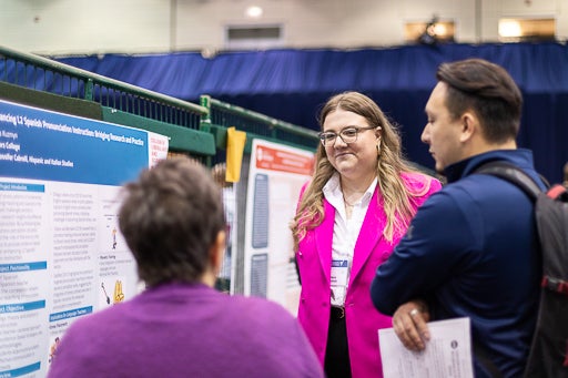 Student presenting work at science fair